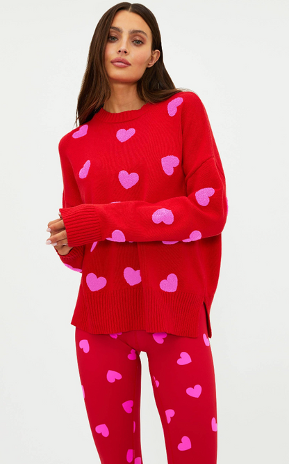 Callie Sweater Royal Red Hearts