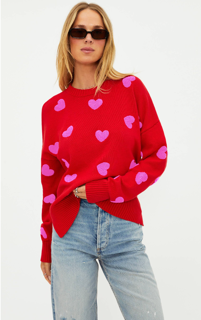 Callie Sweater Royal Red Hearts