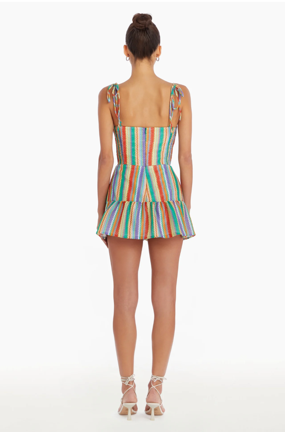 Champagne Skort Romper in Rainbow Stripe - FINAL SALE