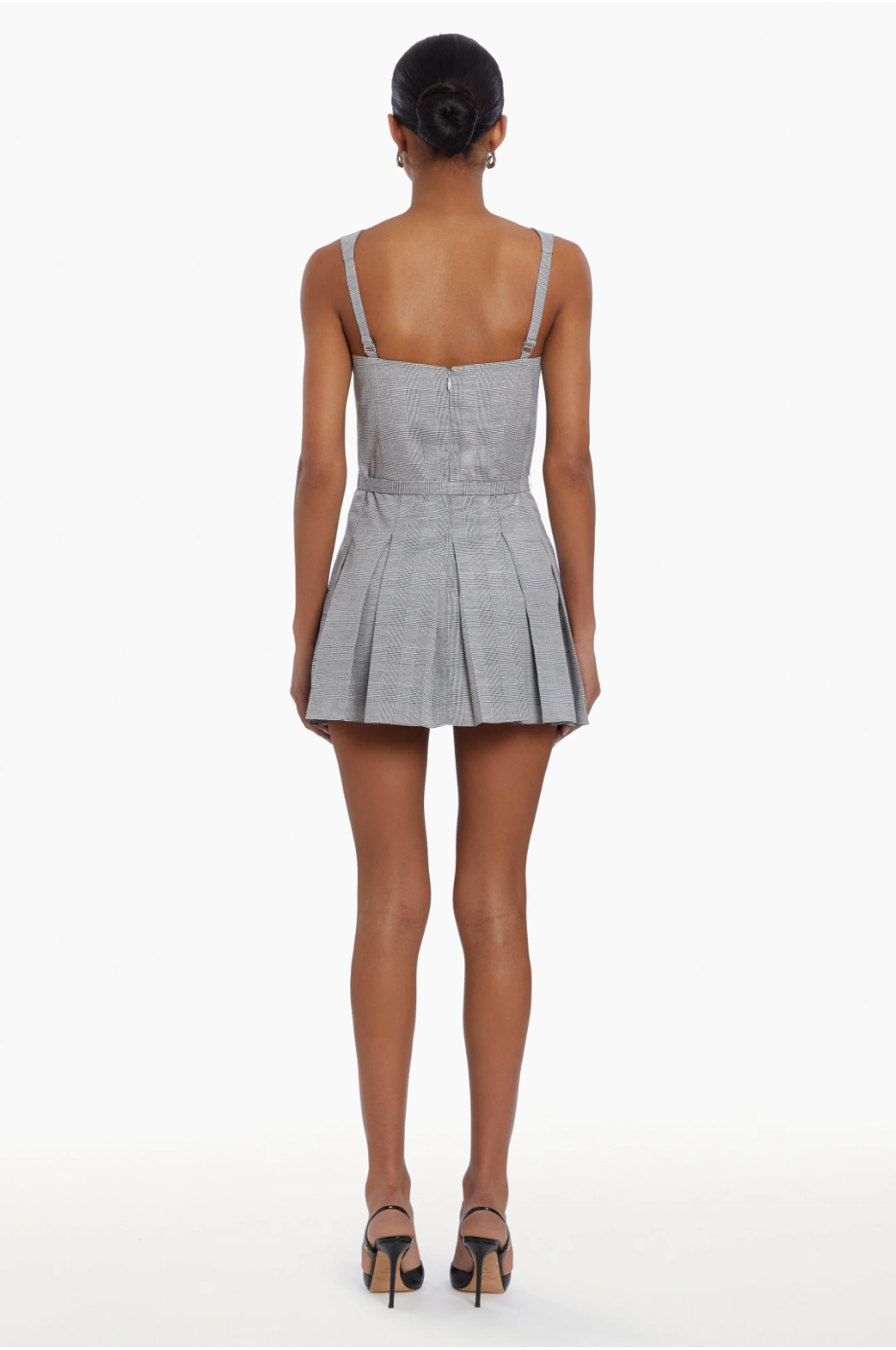 Mercy Belted Skort Romper in Business Plaid