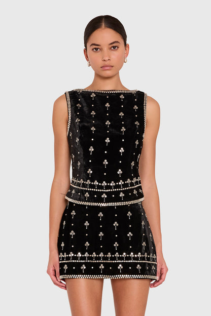 Ines Top in Studded Velvet
