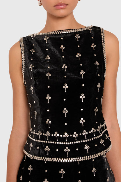 Ines Top in Studded Velvet