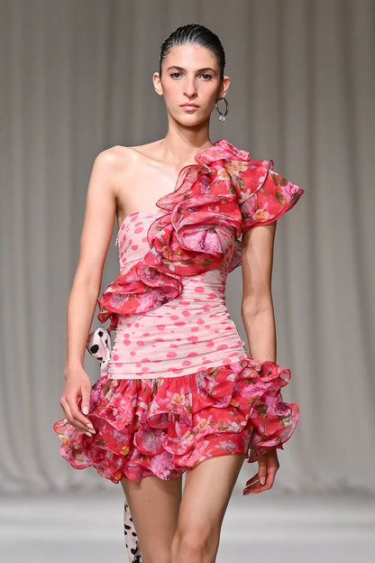 Peony Dots Ruffle Mini Dress