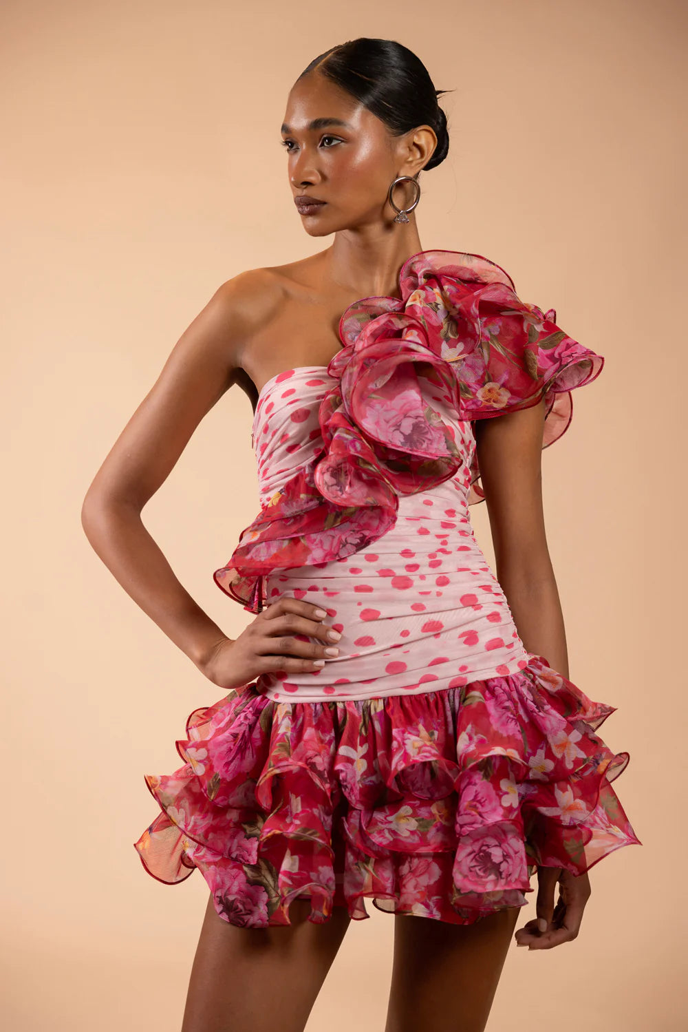 Peony Dots Ruffle Mini Dress