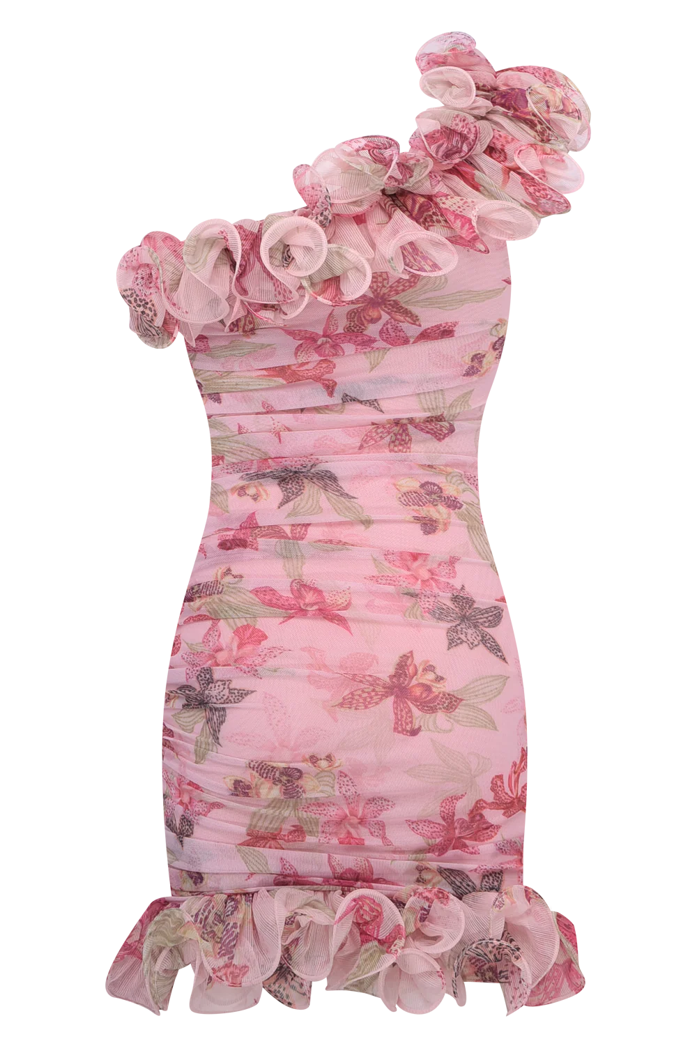 Orchid Bloom One Shoulder Mini Dress