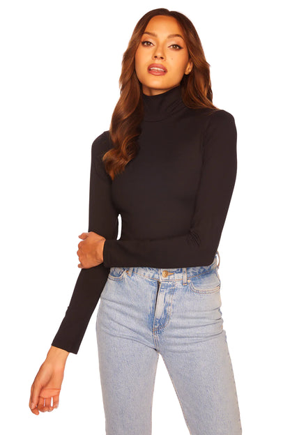 Susana Monaco - Essential Long Sleeve Turtleneck Top in Black