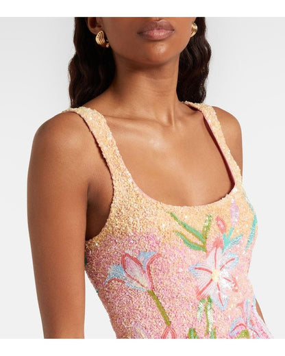 Pink Fleur Oasis Sequined Minidress