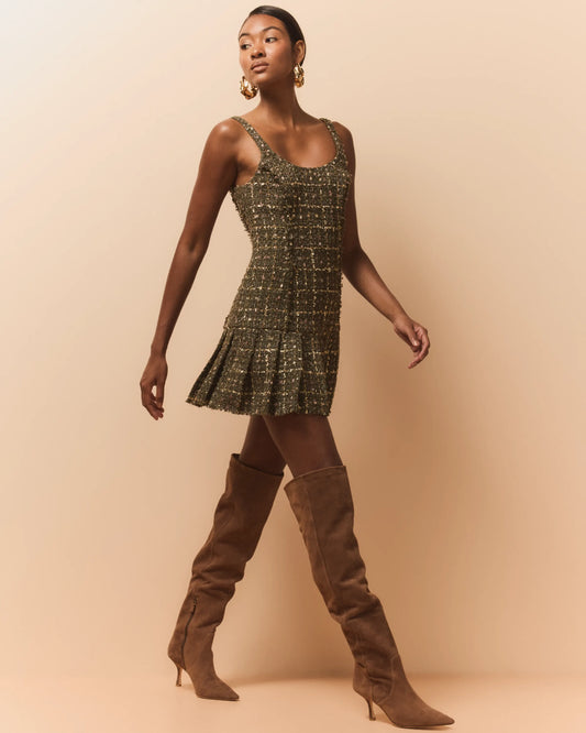 Shane Tweed Mini Dress in Dark Sage