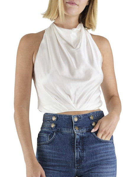 Libbie Silk Cowl Neck Halter Top